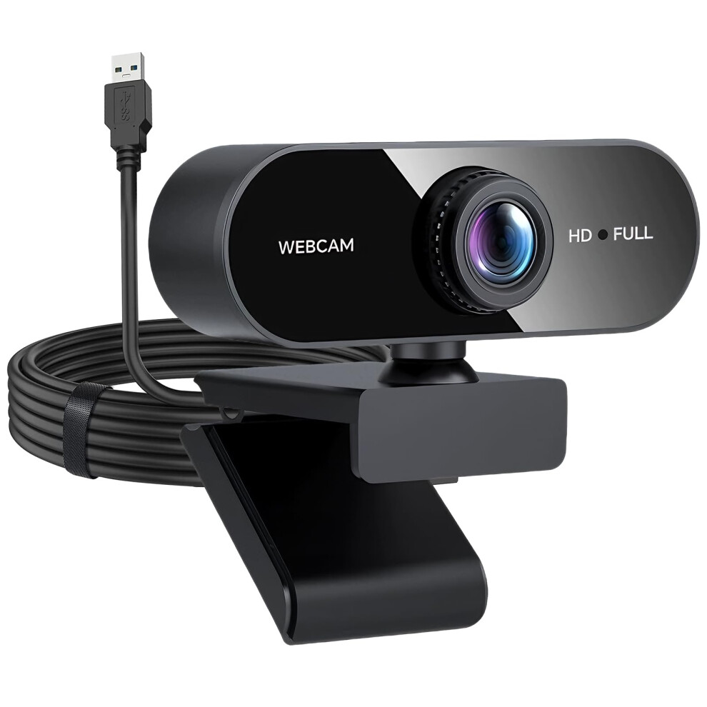 1080P Hd Webcam For Pc Laptop With Microphone Noise Cancellation 360 Wide Angle Lens Auto Correction Usb Streaming Camera For Conference Zoom Light 1223966256758