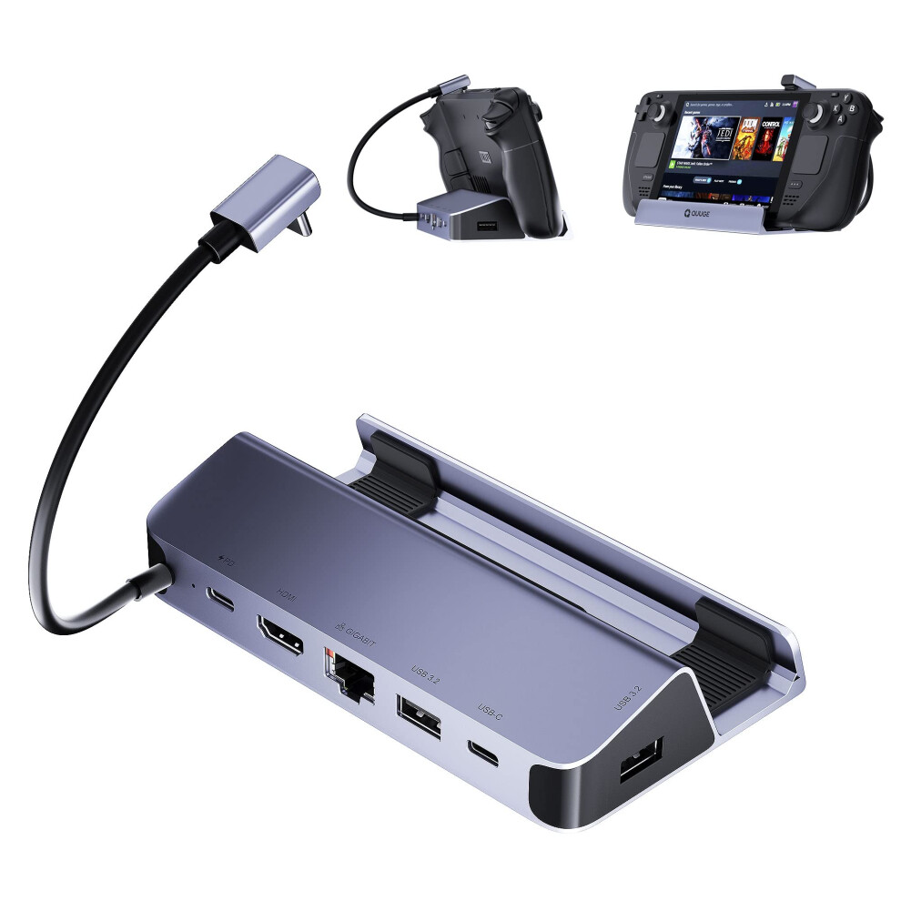 Quuge Steam Deck Dock, 6-In-1 Docking Station For Valve Steam Deck With Hdmi 2.0 4K@60Hz, 2Usb-A & Usb-C 5Gbps, Gigabit Ethernet, 100W Pd Charging, 5604794284513
