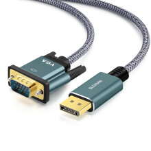 SLDXIAN DisplayPort to VGA Cable, DP Male to VGA Male Cable 1080P, Gold Plated, Braided Jacket, for Monitor, Desktop, Laptop, PC, HDTV, Projector (1M