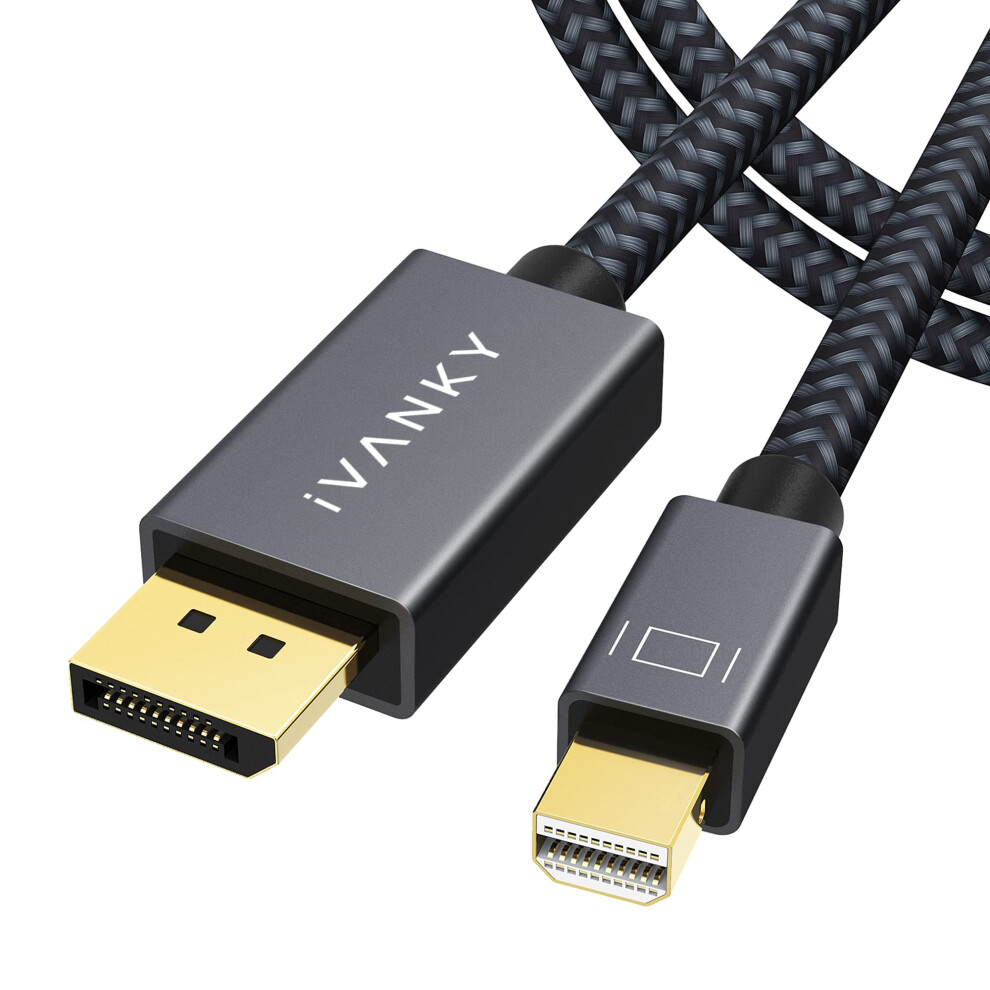 Ivanky Mini Displayport To Displayport Cable 2M, 8K@60Hz 4K@240Hz Ultra Hd Nylon Braided & -Plated Mini Dp To Dp Cable Thunderbolt Compatible For Gold 9375583244372