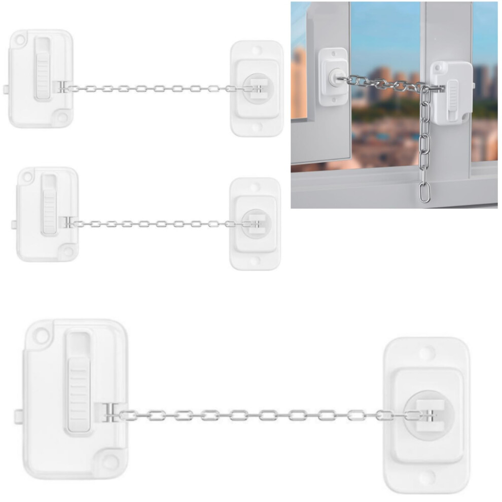 3Pcs Window Safety Locks, Adjustable Window Restrictors For Upvc, Secure Adhesive Refrigerator Lock, Window Locks For Cats, Child Pets Securi Gotrust