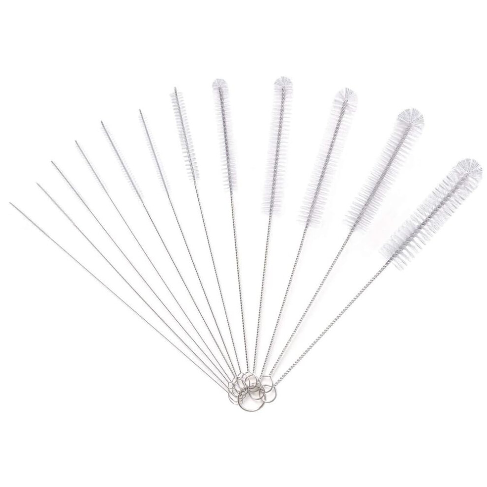 Dazisen 12 Pcs Bottle Brush - Long Tube Bottle Cleaning Brushes, Kettle Spout Brush, Straw Brush, Nylon Bottle Pipe Cleaner Set For Baby Bottle Tube