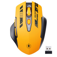 Uineer Wireless Mouse, Rechargeable 2.4G USB Optical Computer Mouse with Battery Level Display, 4 DPI Levels, Ergonomic Mice for Laptop, Desktop, Com