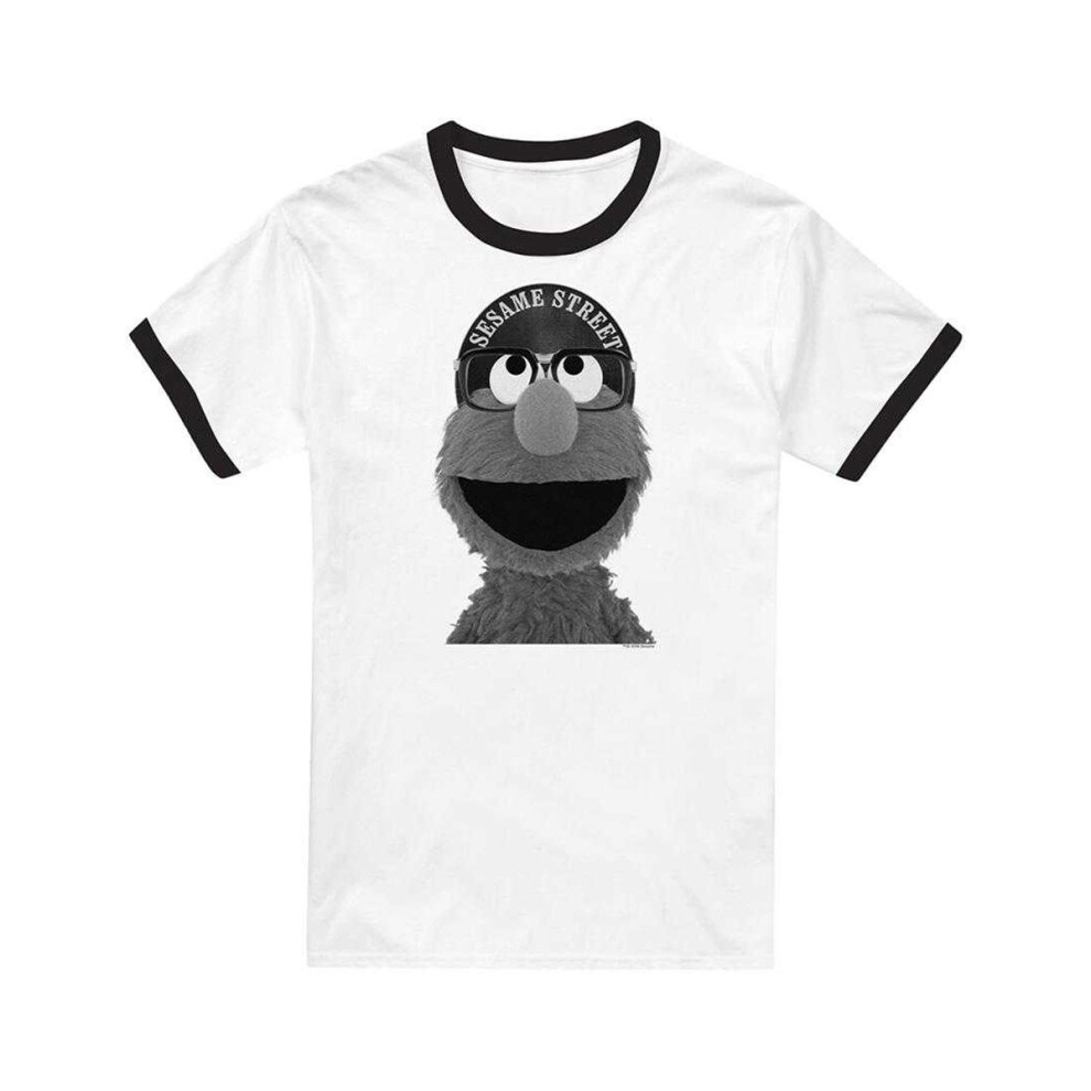 Sesame Street (Xxl, ) Unisex Adult Lee Elmo Ringer T-Shirt White