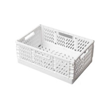 Folding Storage Box Basket Utility Cosmetic Container Desktop Holder Home Use School Desk Storage Box White