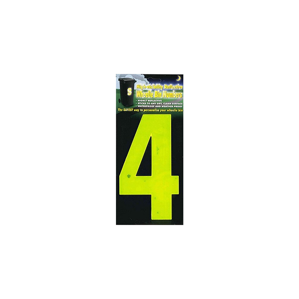 Whl Pack Of 2 Hi Vis Wheelie Bin House Numbers Yellow Number 4 7327227196778