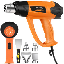 2000W Professional AIUNAOM Heat Gun, Fast Heating Hot Air Gun 50- 650 with 2-Temp Settings Overload Protection, 4 Nozzles for Paint Stripping, S
