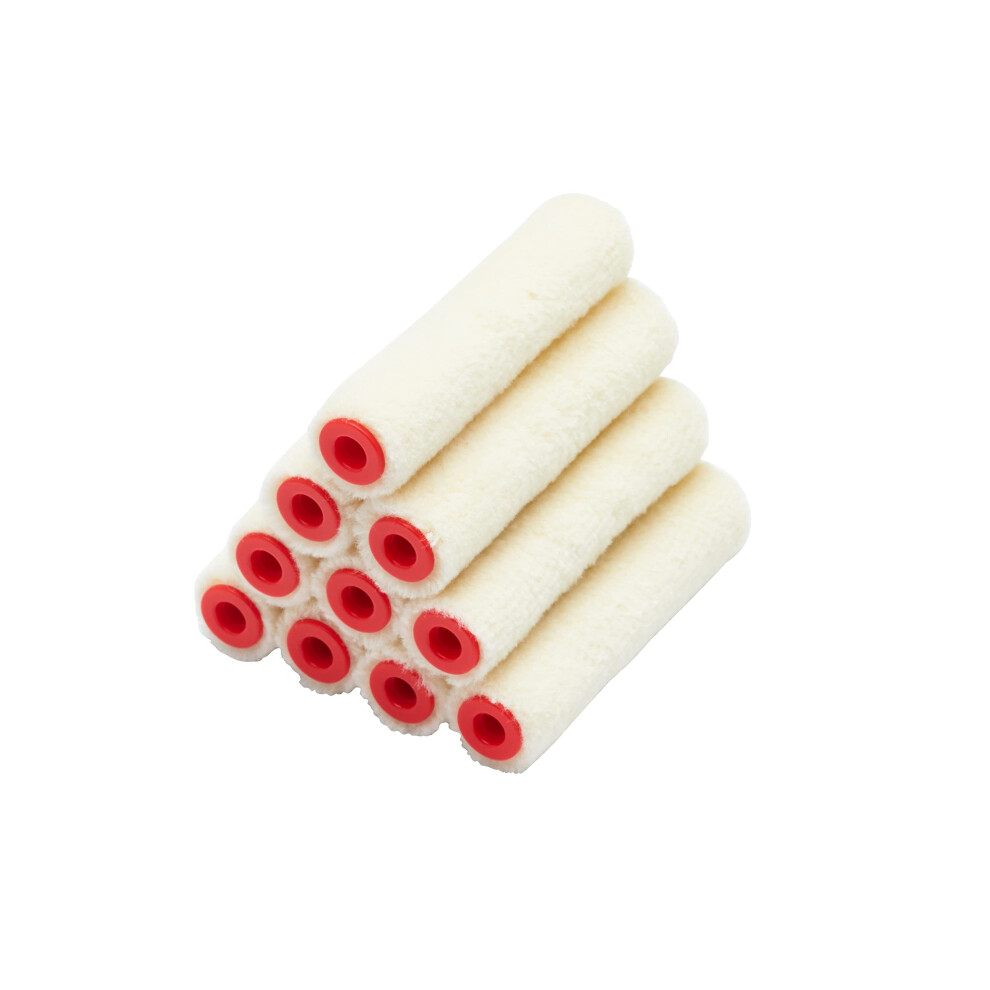Prodec 10 Pack 4 Inch Gloss Pile Mohair Mini Paint Rollers For A Smooth Finish With Gloss And Satin Paints, Varnish And Woodstains On Skirting Boards 9389207879048