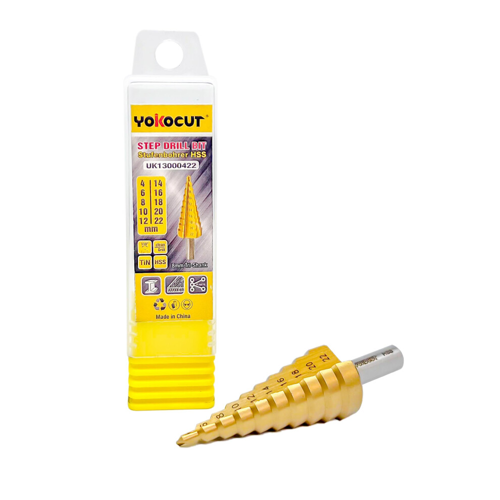 Step Drill Bit Hss Titanium Step Drill Bit For Metal Multiple Hole Drilling Cone Drill Bit Stepped Up Bits For Diy Lovers (4-22Mm Step Bit) 1353524306509