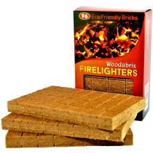 Natural Wood Eco Firelighters. 96 Sustainable Fire-starters Ideal for Wood Burners, Fire Pits, Pizza Ovens, BBQs. No Kindling Required. Lights Even W
