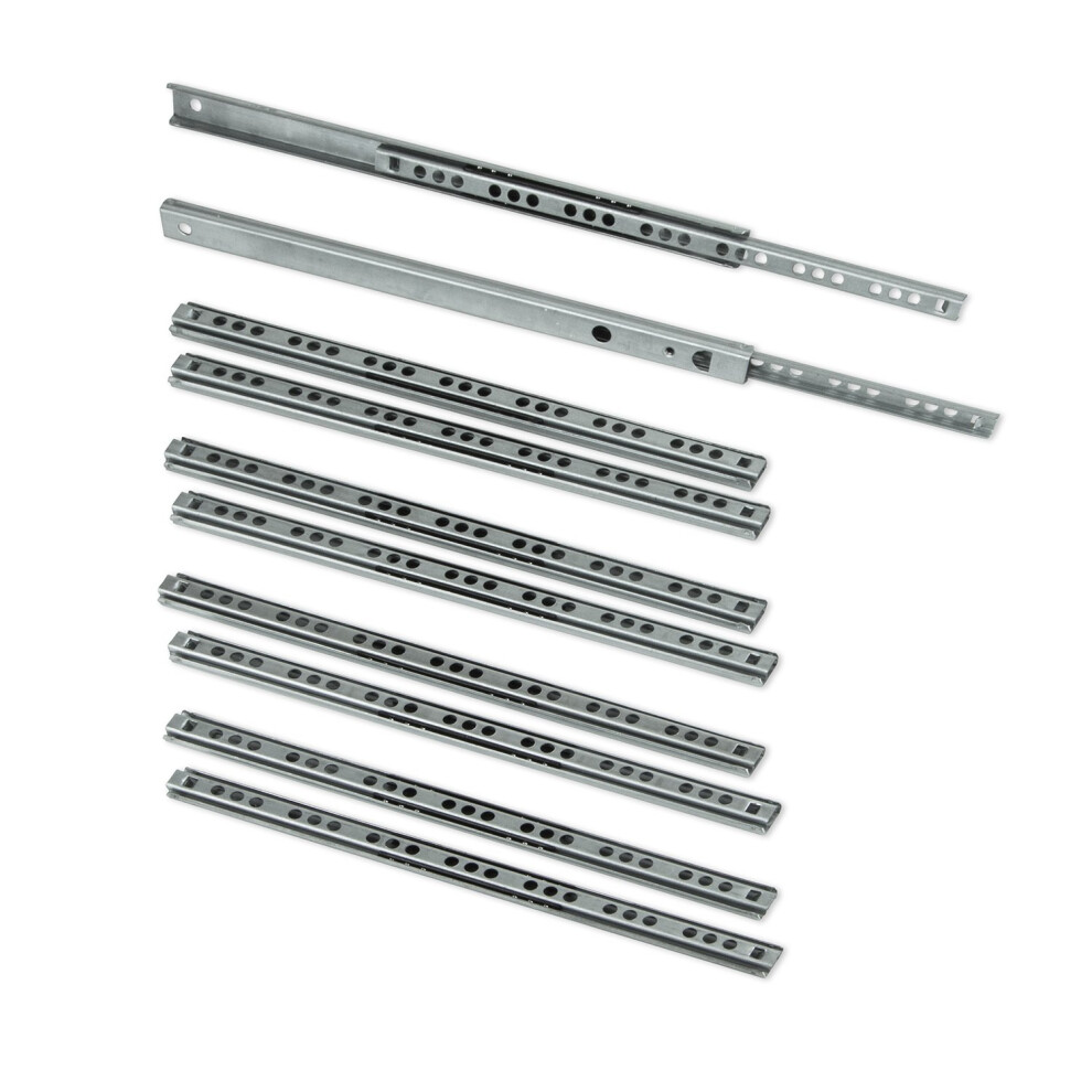 Emuca - Set Of 5 Pairs (10 Pieces) Sliders/Ball Slides Extracted Part 17Mm X 278Mm (0,66 X 10,94 Inch) For Drawer, Zinc Plated 8391852196488