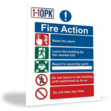 1/2/5/10 Pack Fire Action Notice Sticker 20x15cm – Fire Safety Sign for Evacuation, Assembly Point, and Extinguisher Locations - Self Adhesive Vinyl