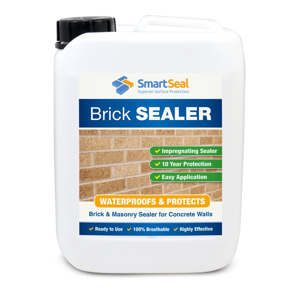 Smartseal Brick Sealer - 5L - Breathable Brick Waterproofer & Clear Sealant. Protective Damp Seal & Waterproof Sealant For Bricks, Masonry, Concrete 5459320571557
