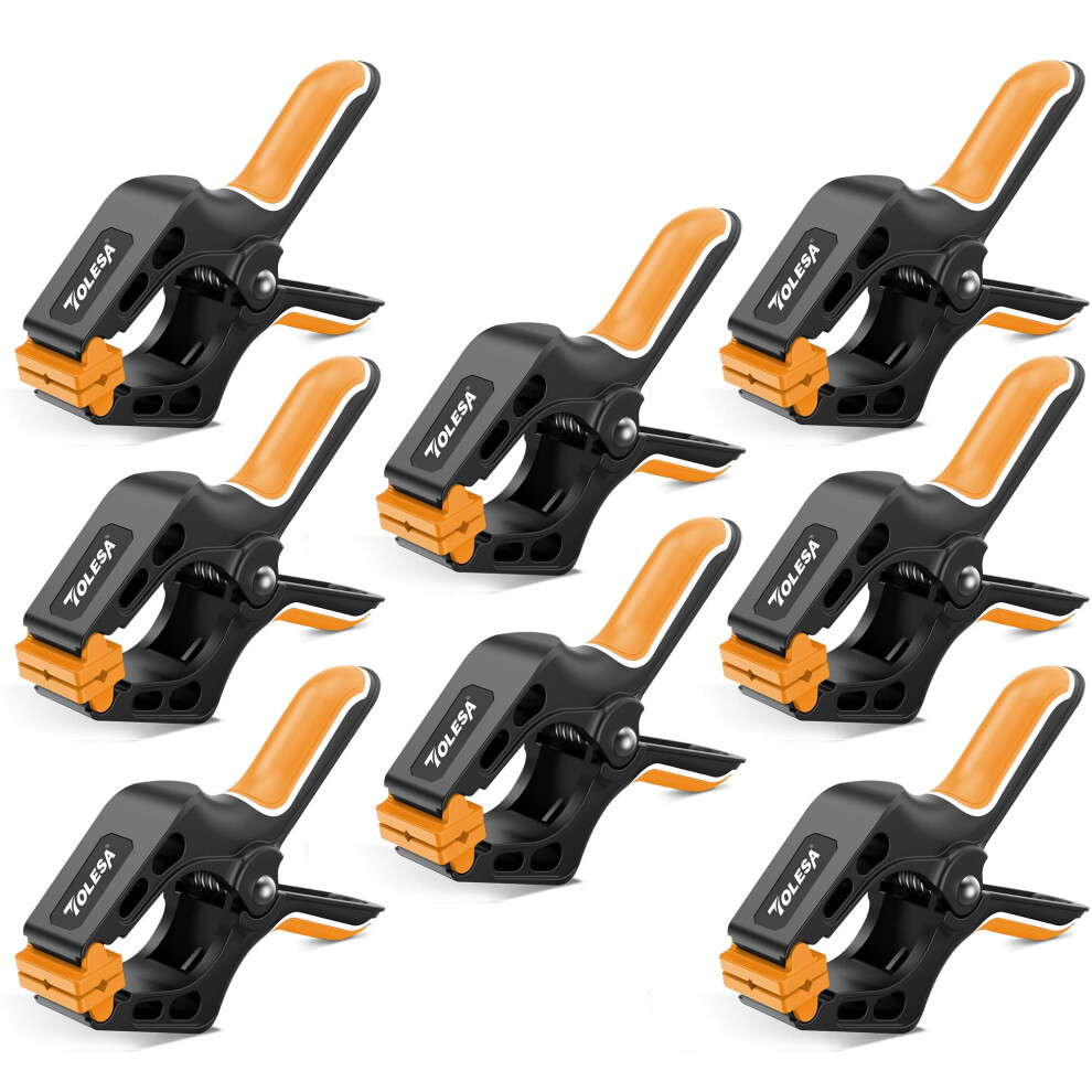 Tolesa 4 Inch Spring Clamps For Woodworking 8Pc Large Wood Clamps With 15 Lbs Powerful Clamping Force Reinforced Plastic Nylon Clamps 1.8 Inch Jaw Op 6905494349021