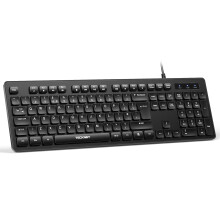 TECKNET Wired USB Keyboard, Full-Size Silent Office Keyboard with Numeric Keypad, Spill-Resistant Design, QWERTY UK Layout, Compatible with PC Laptop