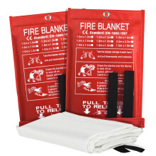 ougist Fire Blanket 2-Pack Emergency Fire Safety Equipment - 1M x 1M Fiberglass Fire Retardant Sheets for Kitchen, Home, Car & Camping