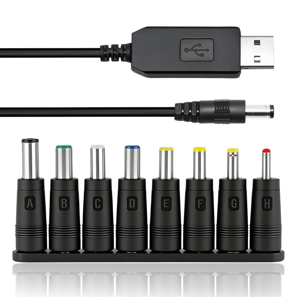Usb To Dc 12V Cable 5.5X2.1mm Plug Adapter 1M Universal Power Chager Cord With 8 Interchangeable Dc Connectors Round Pin Barrel Jack For Laptops Spea 3412275913539