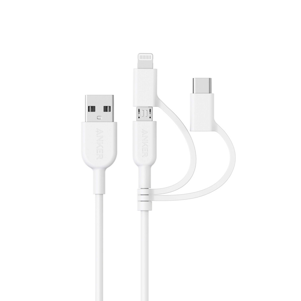 Anker Powerline Ii 3-In-1 Cable, Lightning/Type C/Micro Usb Cable For Iphone, Ipad, Huawei, Htc, Lg, Samsung Galaxy, Sony Xperia, Android Smartphones