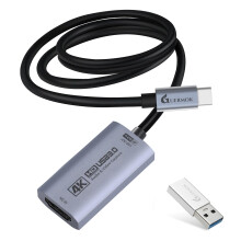Guermok Switch Capture Card, Stream and Record in 4K@60FPS, 1080P@240FPS, 3.3ft, USB3.0 HDMI to USBC Video Capture Card for Streaming, Works with Pad