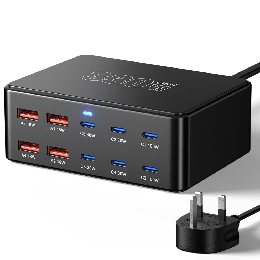 330W 10-Port Usb Charging Station, Gan Iii Usb Charging Hub, Pd 100W 65W 45W 30W 20W Laptop & Phone Fast Charger Plug, Compatible With Macbook Pro/Ai 9181368945989