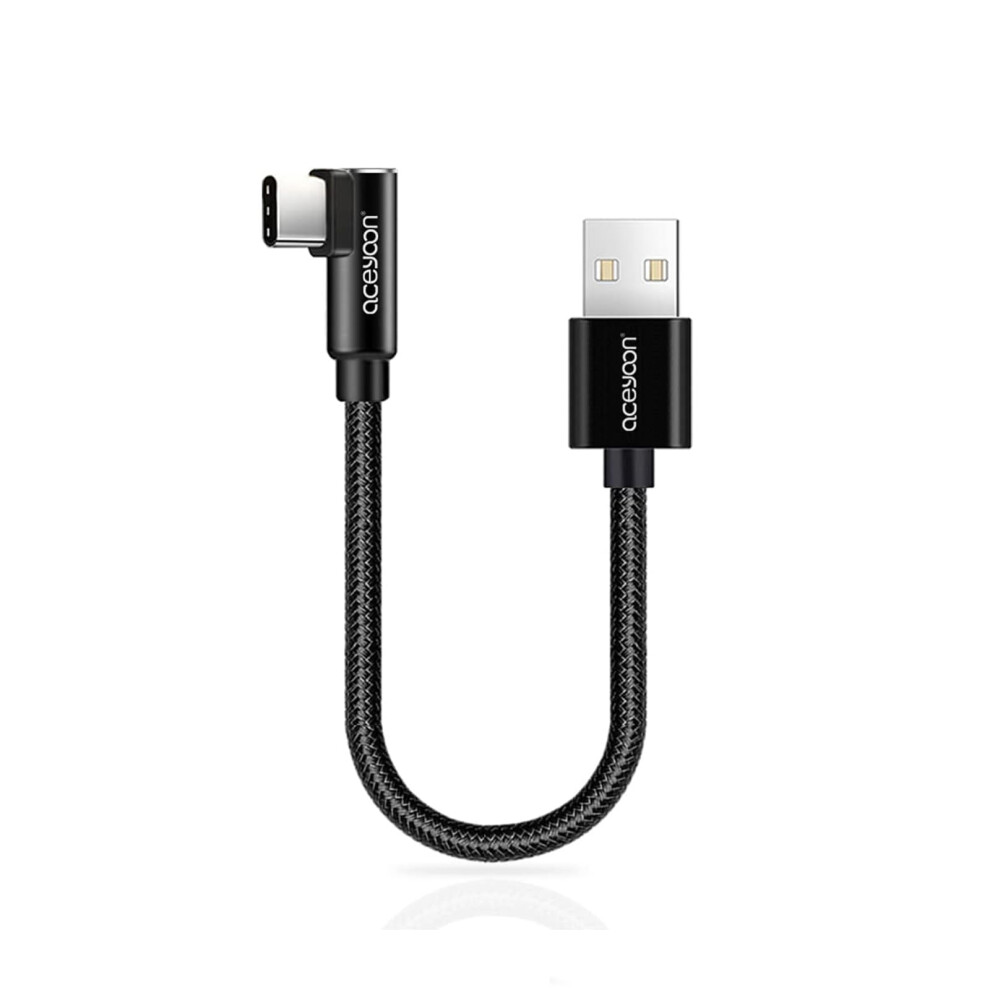 aceyoon USB C Charger Cable 90 Degree, Mini Type C Cord 0.2M Charging & Data Sync USB C Right Angle Short Cord Braided Type C Cable Compatible for iP-image-OPC-PVHTMZ2-NEW