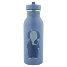 Trixie Baby Stainless Steel Drinking Bottle, 350ml/500ml, leak-proof, with carrying cord, slim design for little hands, shatterproof, from 3 years (M