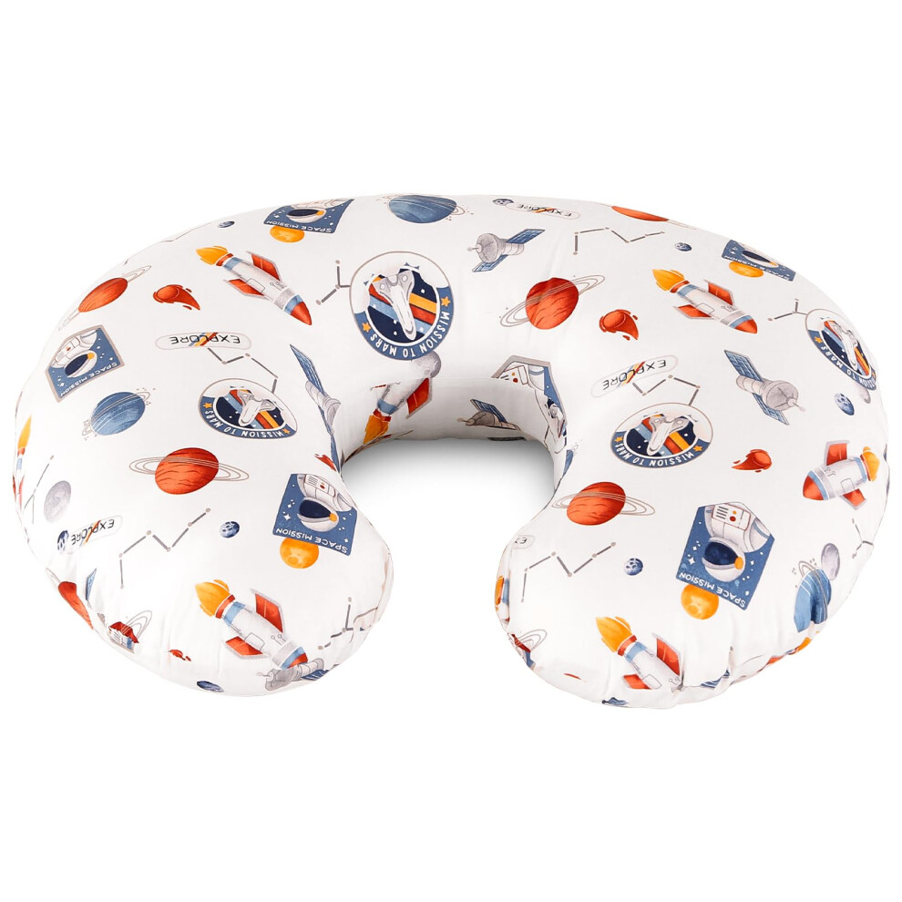 Small Nursing Pillow For Breastfeeding Baby, Multifunctional Breast Feeding Pillow 100% Cotton Removable Pillowcase, Space Pattern Labtec