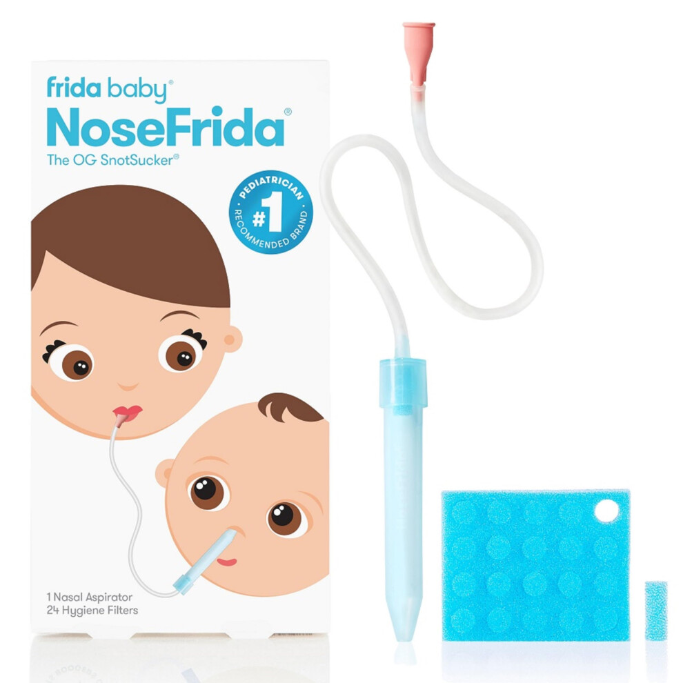 Nosefrida Nasal Aspirator, Snot Sucker Suitable For Newborns And Babies, Baby Nose Sucker With 24 Extra Hygiene Filters Frida Baby