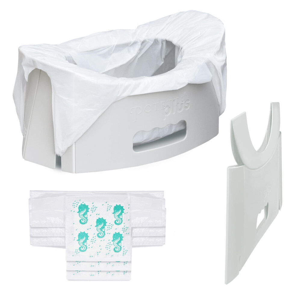Potette Plus Potette Fold ‘N’ Go Travel Potty – Compact Portable Potty For Toddlers & Kids | Foldable Baby Toilet Seat With 3 Disposable Liners | Ideal For