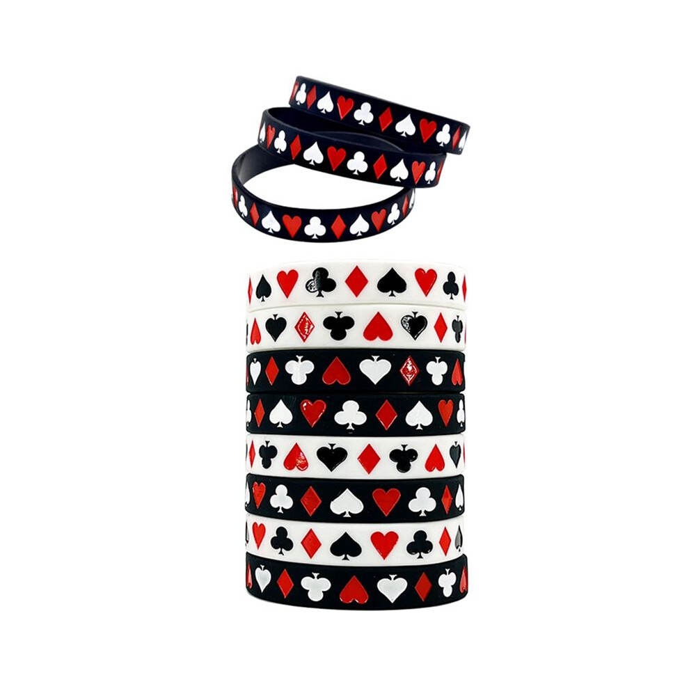 Semoic Poker Cards Silicone Bracelet Wrist Poker Bracelet Las Vegas Casino Poker Theme Birthday Decoration Gift