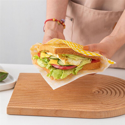 Sandwichförpackningspåsar 17x17cm Pappersmatkorgfoder Sandwichförpackning Laminerade Pappersmatförpackningspåsar 1