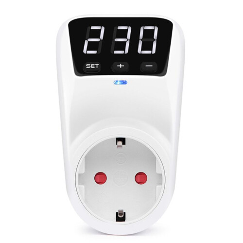 LED Display Voltage Protector Socket AC 230V Adjustable 16A Power Protector Socket with Automatic Reset Function EU Plug