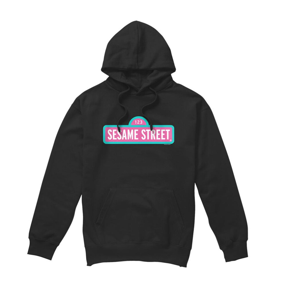 Sesame Street (S, ) Unisex Adult Logo Hoodie Black