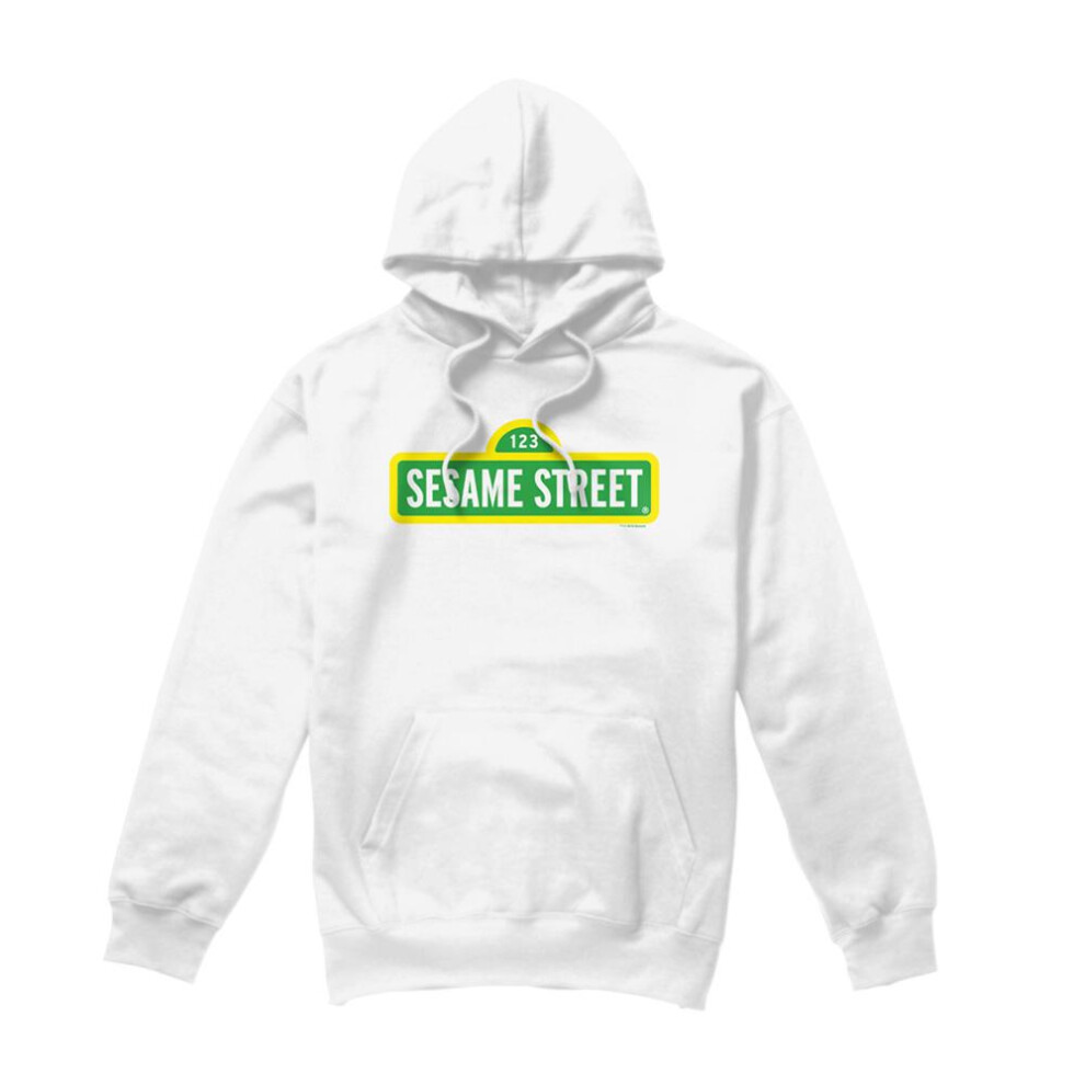 Sesame Street (Xl, ) Unisex Adult Logo Hoodie White