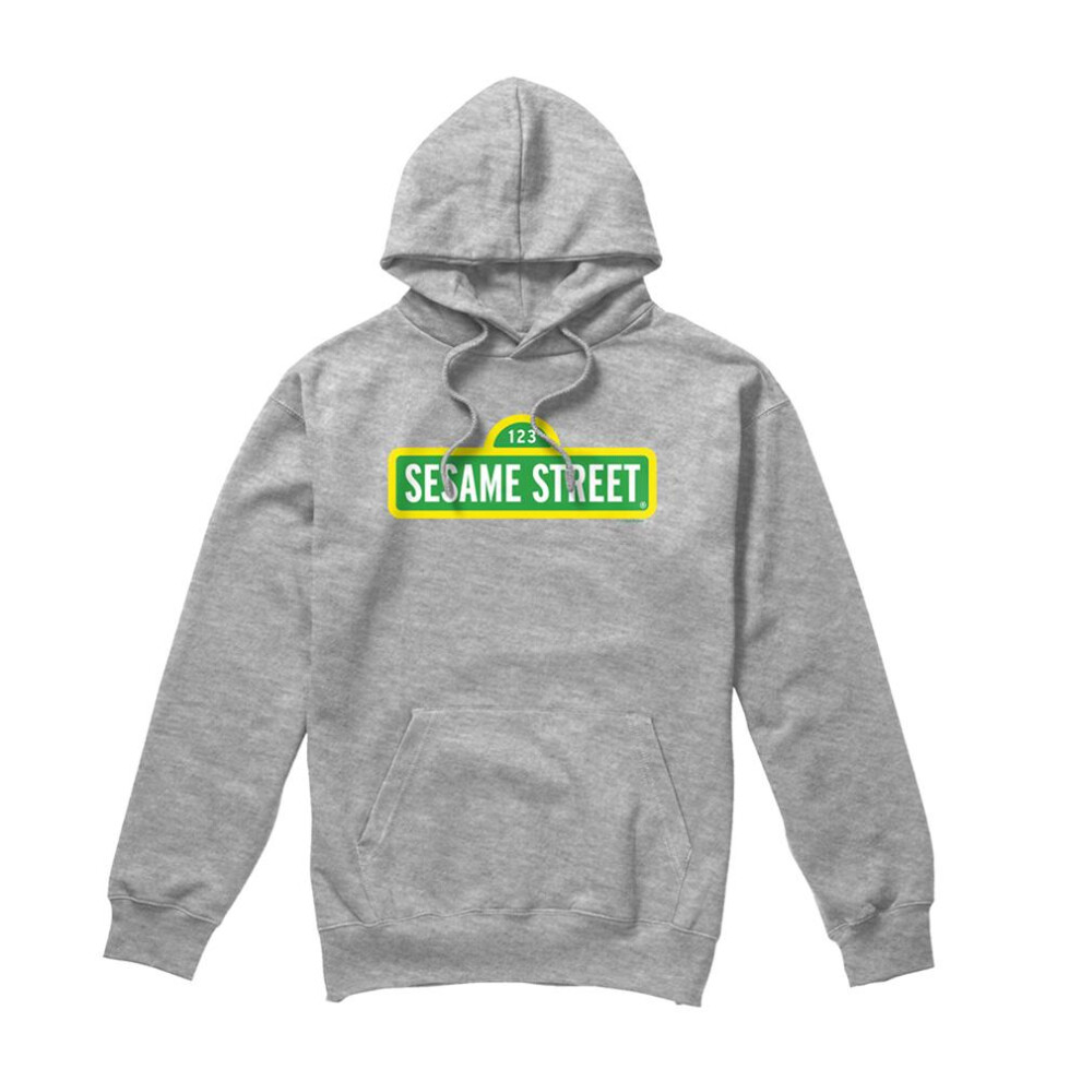 Sesame Street (L, Athletic Heather) Unisex Adult Logo Heather Hoodie Multicoloured