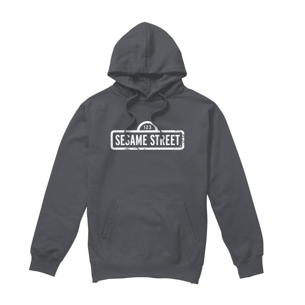 Sesame Street (S, Charcoal) Unisex Adult Logo Hoodie Multicoloured