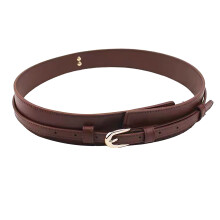 Ceinture de taille en cuir PU marron, réglable, taille unique.