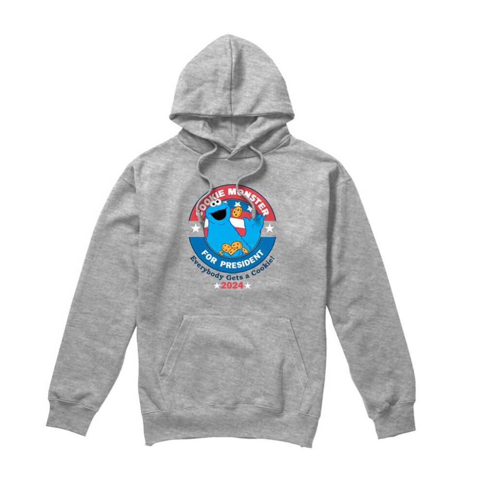 Sesame Street (S, Athletic Heather) Unisex Adult For President Cookie Monster Heather Hoodie Multicoloured