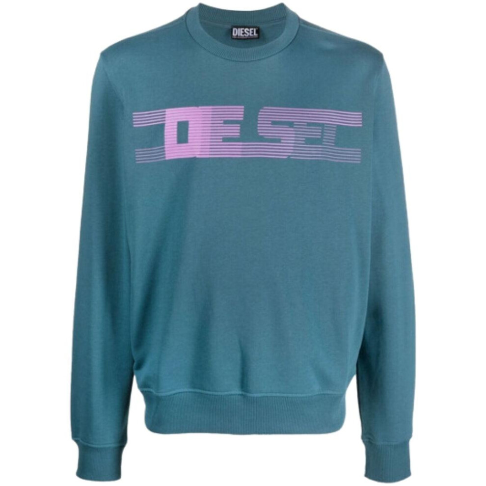Diesel (Xl, Blue) Unisex Adult Striped Logo Sweatshirt