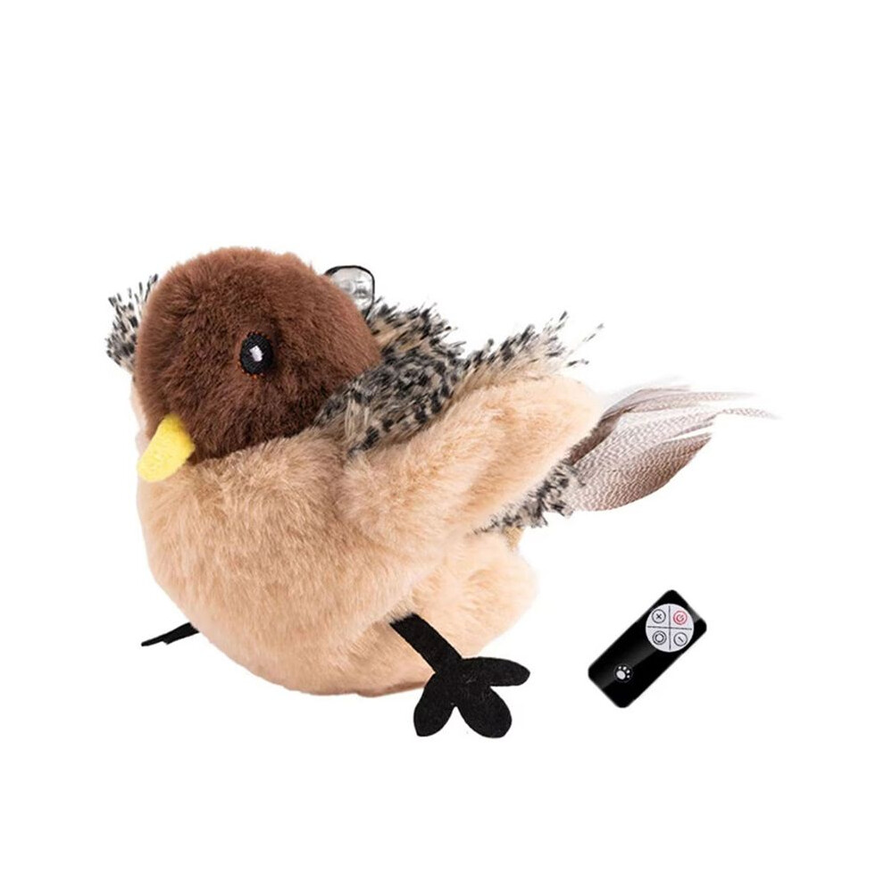 Semoic Remote Control Interactive Cat Toys Flying Bird Flapping Wings Sparrow Toy Vivid Chirping Simulation Bird Cat Toy