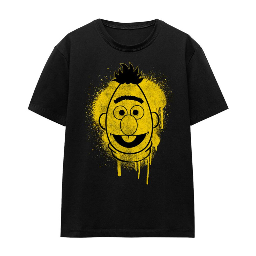 Sesame Street (Xxl, ) Womens/Ladies Spray Face Bert Graffiti T-Shirt Black
