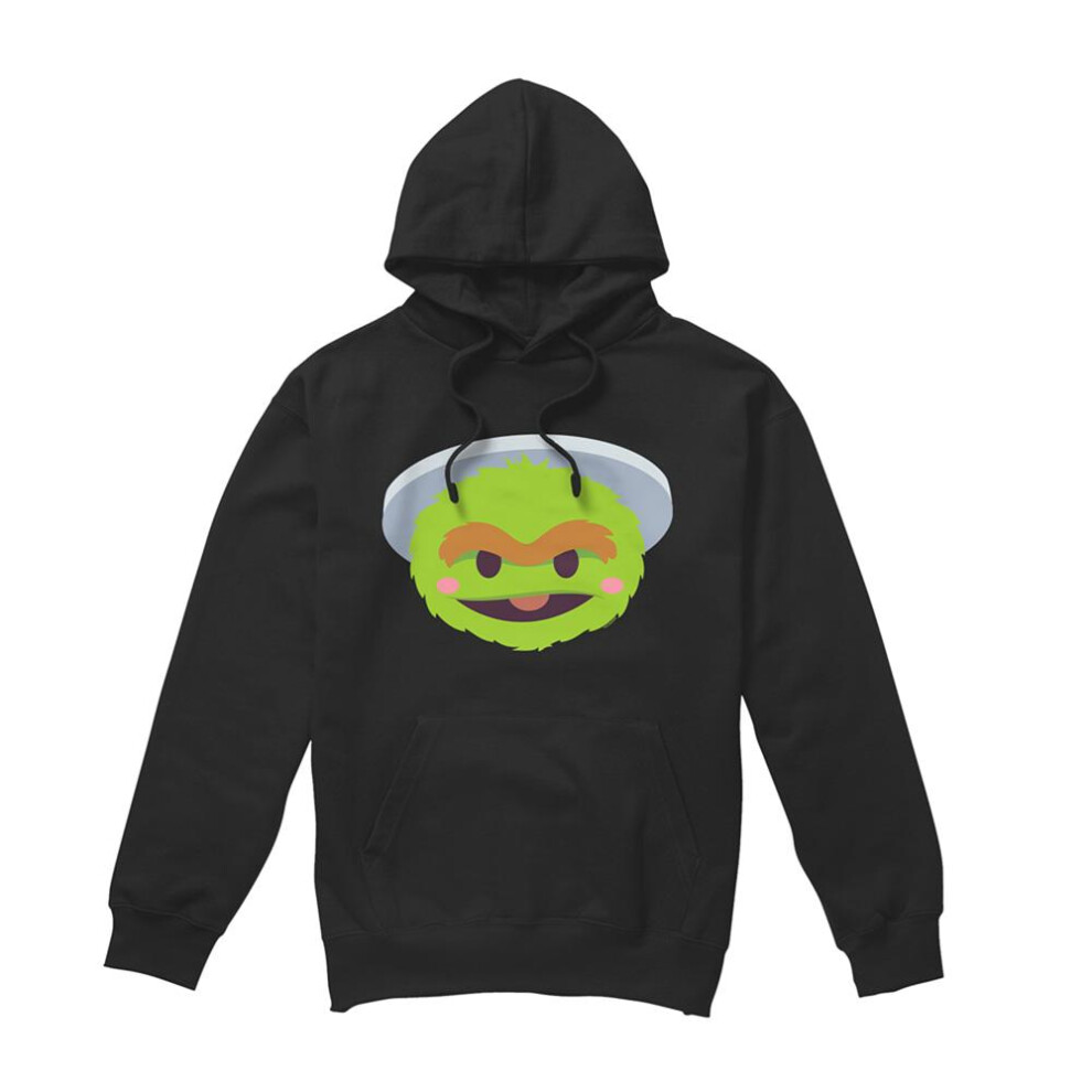Sesame Street (Xl, ) Unisex Adult Oscar The Grouch Kawaii Face Hoodie Black