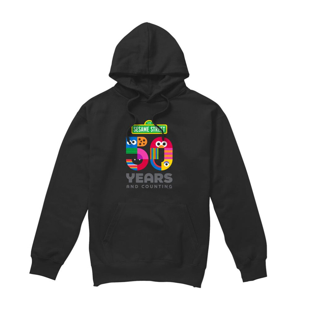 Sesame Street (Xxl, ) Unisex Adult 50 Years Logo Hoodie Black