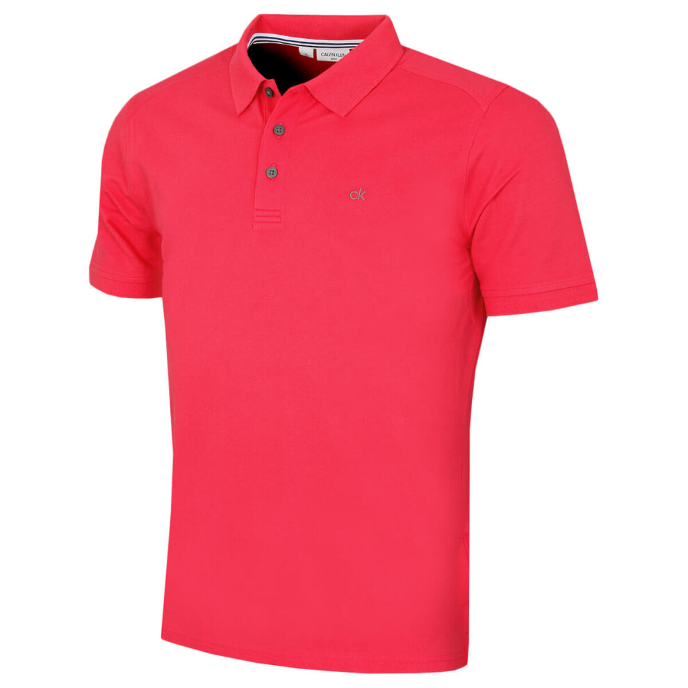 Calvin Klein (Xl, Raspberry) Mens 2026 Campus 3 Button Ribbed Collar Golf Polo Shirt Not,Specified