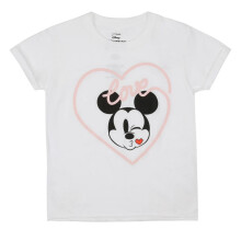 (9-10 Years, White) Disney Girls Mickey Mouse Kiss T-Shirt