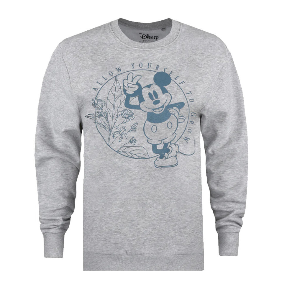 Disney (L, Heather) Womens/Ladies Allow Yourself To Grow Mickey Mouse Sweatshirt Grey