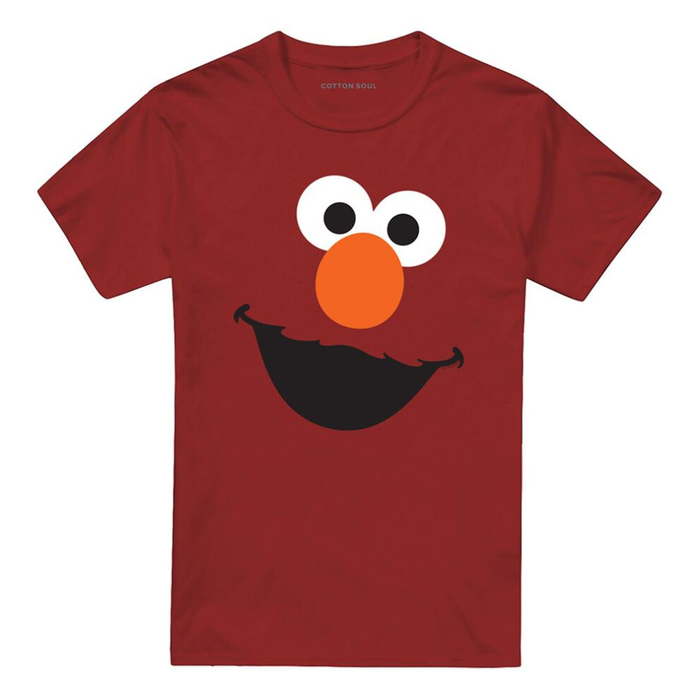 Sesame Street (Xl, Cardinal) Unisex Adult Elmo Face T-Shirt Multicoloured