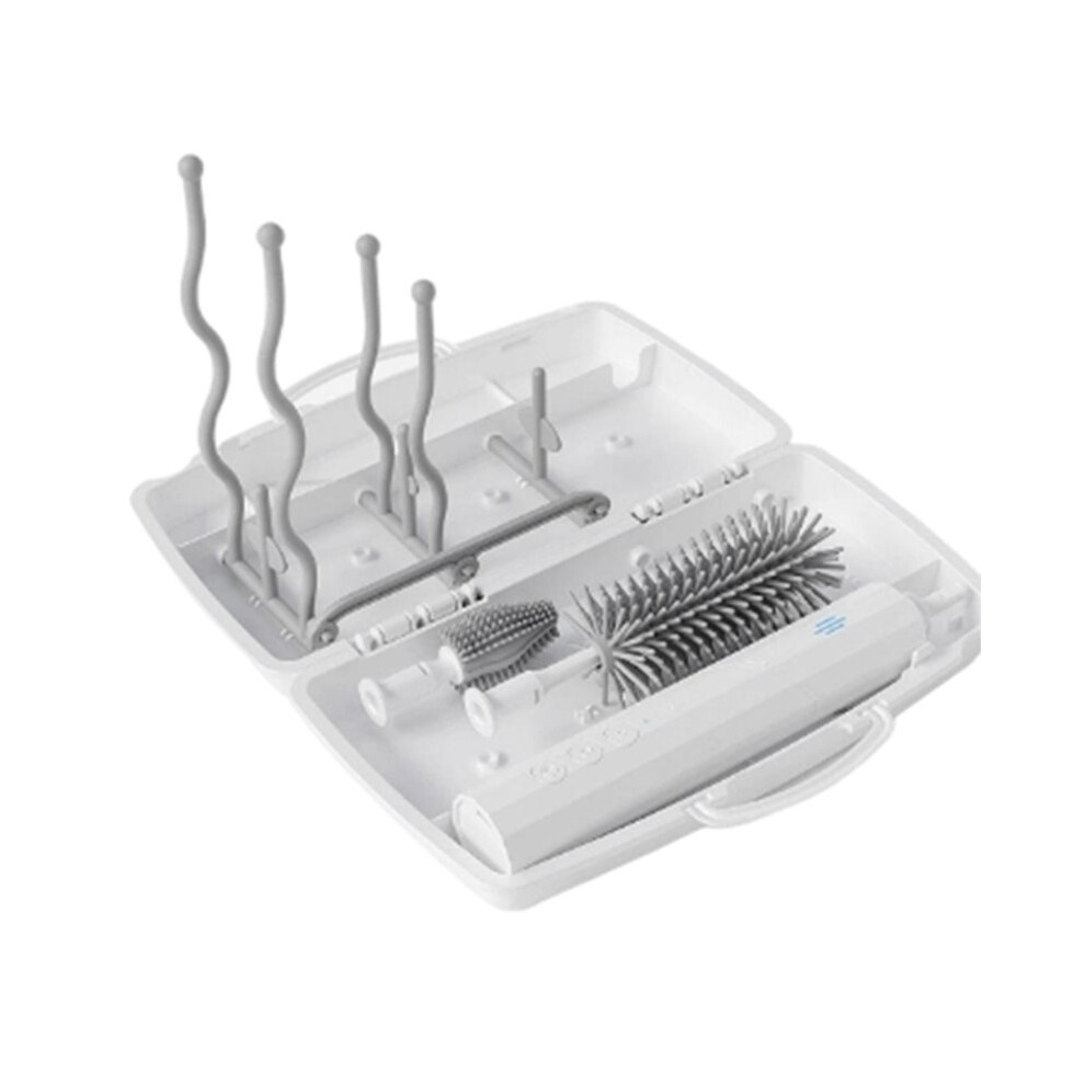 Electric Bottle Cleaner Kit with Rotating Handle, Silicone Brushes, and Drying Rack for Efficient Cleaning