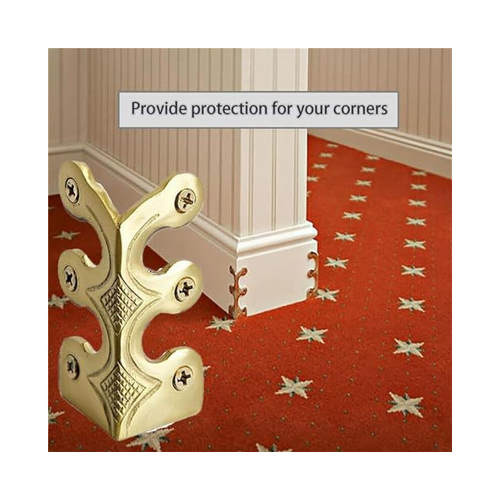 10Pc Skiffers Baseboard Corner Protectors,Solid Brass Skirting Board Protectors,Baseboard Corner Protectors Gold 4713628388714