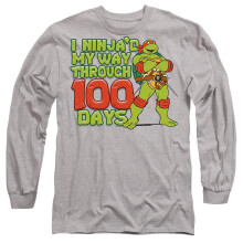 (S, Athletic Heather) Teenage Mutant Ninja Turtles Unisex Adult I Ninja'd My Way Through 100 Days T-Shirt